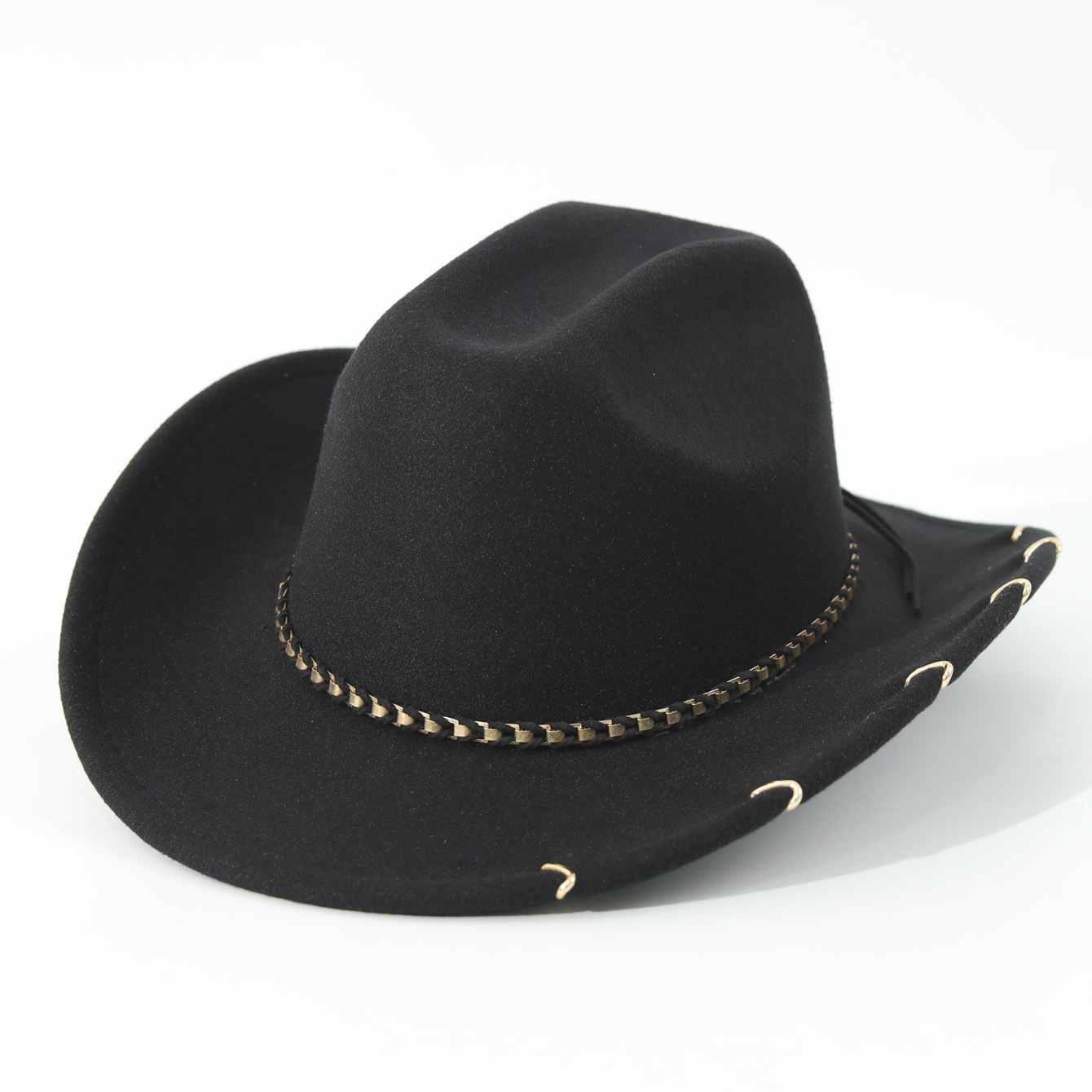 Cowboy Hat Straw - Filcowy kapelusz kowbojski z nitami, westernowy