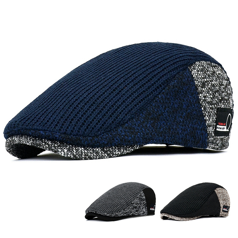 Snapback Hat Flat - Męskie czapki gazeciarza grube jesienne zimowe